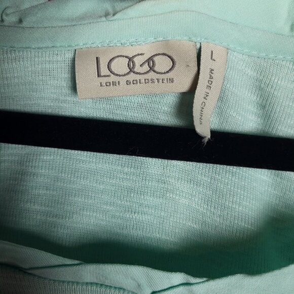 LOGO Lori Goldstein Tank Top Blouse Women's Large Mint Green Sleeveless Ruffled - Picture 5 of 9